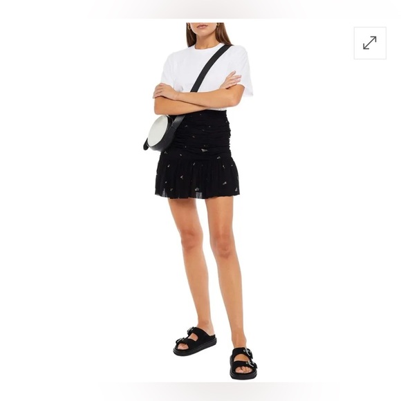 Ganni Ruched Floral-Print Georgette Mini Skirt - Picture 3 of 13